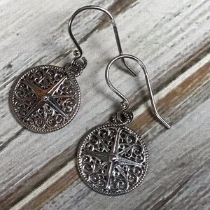 Sterling silver scroll compass pierced earrings